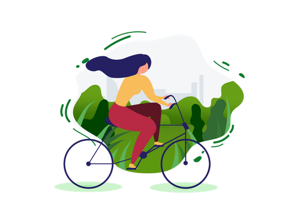 Girl riding bicycle  Illustration