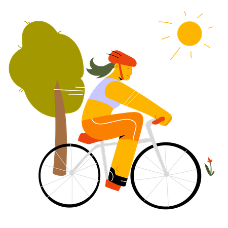 Girl riding bicycle  Illustration