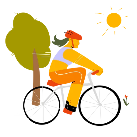 Girl riding bicycle  Illustration