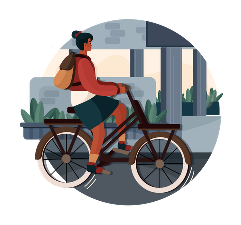 Girl riding bicycle  Illustration