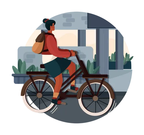 Girl riding bicycle  Illustration