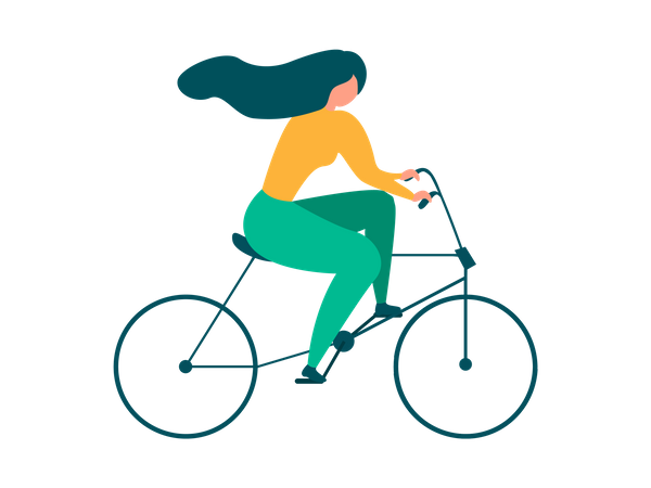 Girl riding bicycle  Illustration