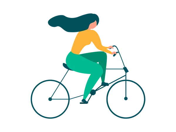 Girl riding bicycle  Illustration