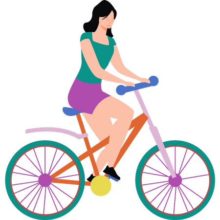 Girl riding bicycle  Illustration