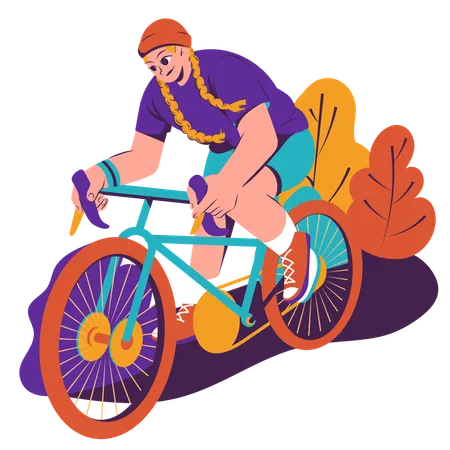 Girl riding bicycle  Illustration