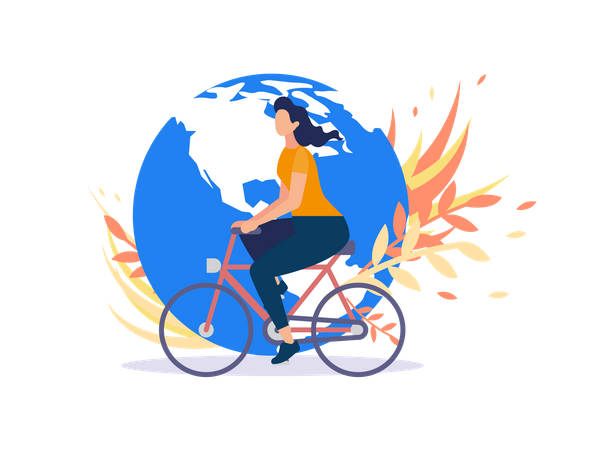 Girl riding bicycle  Illustration