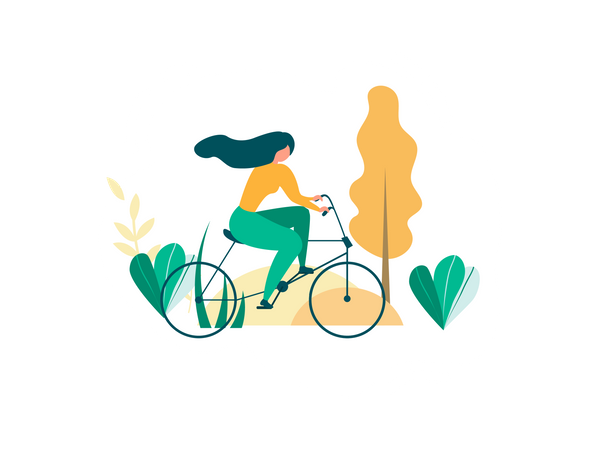 Girl riding bicycle  Illustration