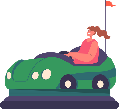 Girl riding Bumper car  Illustration