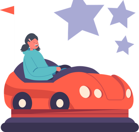 Girl riding bumper car  Illustration