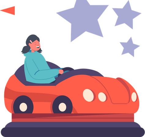 Girl riding bumper car  Illustration