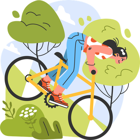 Girl riding cycle  Illustration
