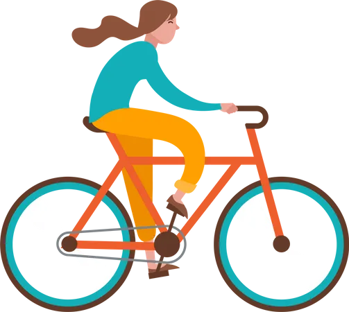 Girl Riding Cycle Illustration