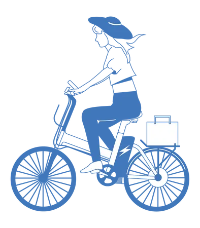 Girl riding cycle Illustration