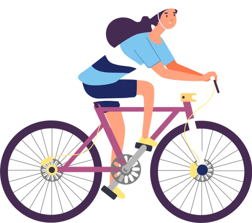 Girl Riding Cycle Illustration