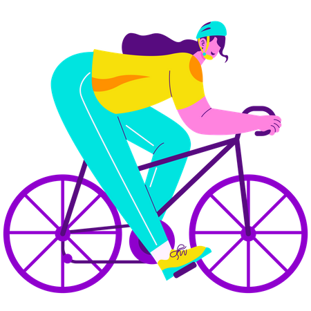 Girl Riding cycle  Illustration