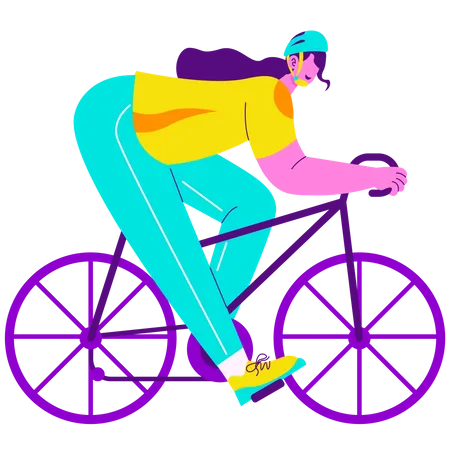 Girl Riding cycle  Illustration
