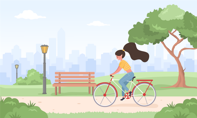 Girl riding cycle  Illustration