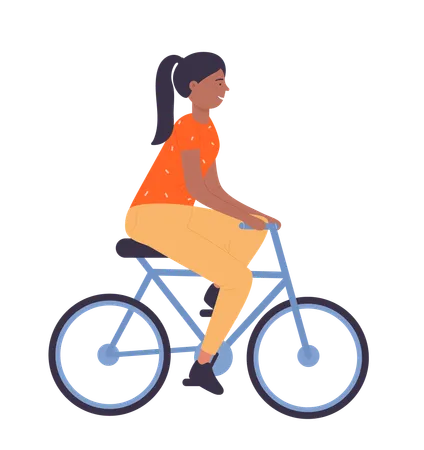 Girl riding cycle  Illustration