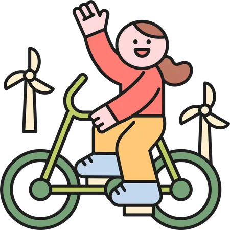 Girl riding cycle  Illustration