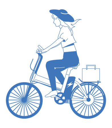 Girl riding cycle  Illustration