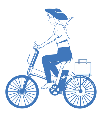 Girl riding cycle  Illustration