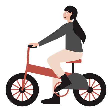 Girl Riding Electric Bike  일러스트레이션