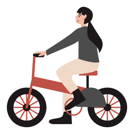 Girl Riding Electric Bike  Illustration