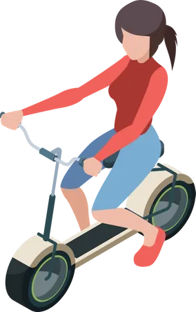 Girl riding electric bike  Illustration