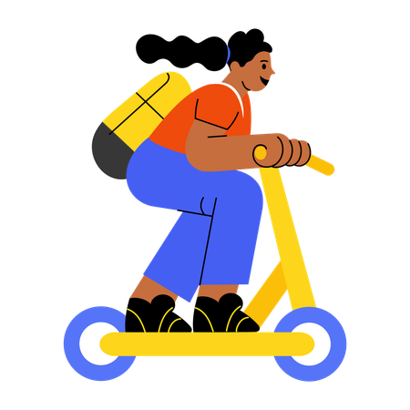 Girl riding electric bike  Illustration