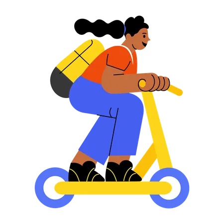 Girl riding electric bike  Illustration