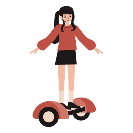 Girl Riding Electric Hoverboard  Illustration