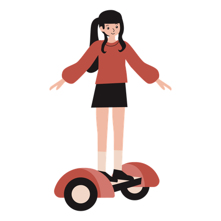 Girl Riding Electric Hoverboard  Illustration