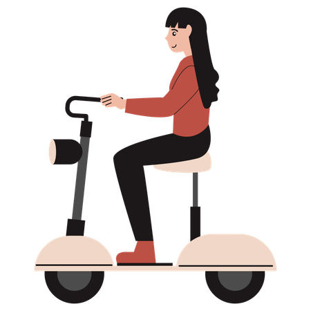 Girl Riding Electric Ride  Illustration