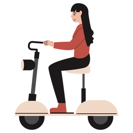 Girl Riding Electric Ride  Illustration