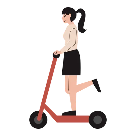 Girl Riding Electric Scooter  Illustration