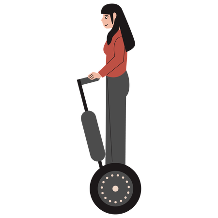 Girl Riding Electric Scooter  Ilustração