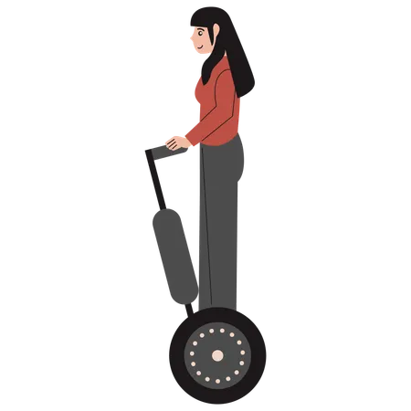 Girl Riding Electric Scooter  Illustration
