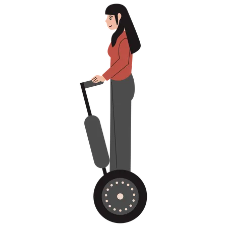 Girl Riding Electric Scooter  イラスト