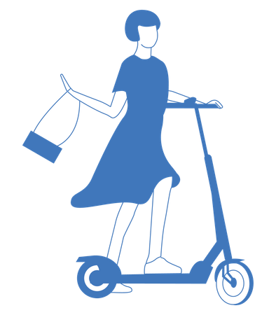 Girl riding electric scooter Illustration