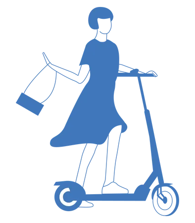 Girl riding electric scooter  Illustration