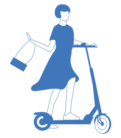 Girl riding electric scooter  Illustration