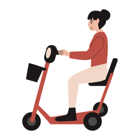 Girl Riding Electric Vehicle  Illustration
