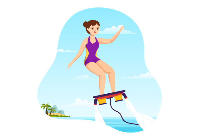Girl riding flyboard Illustration