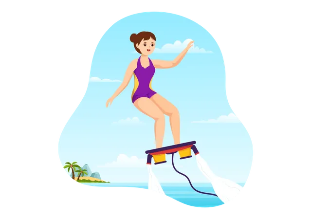 Girl riding flyboard Illustration