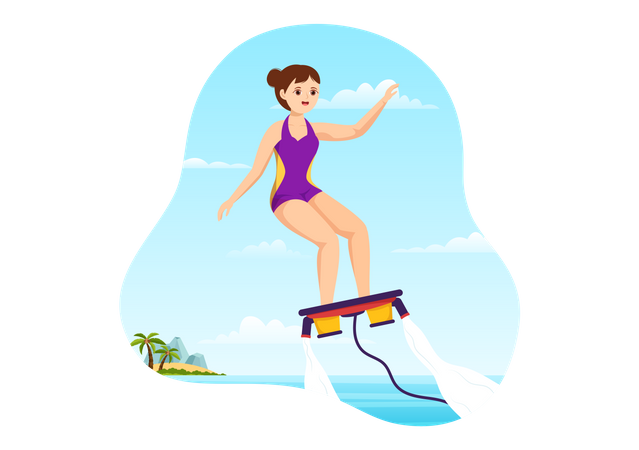 Girl riding flyboard  Illustration