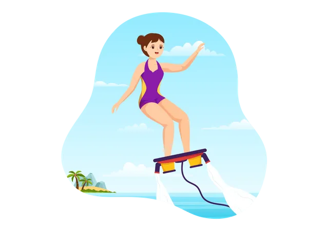 Girl riding flyboard  Illustration