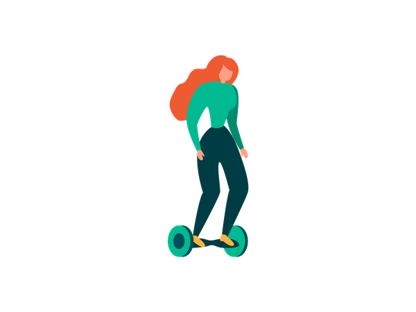 Girl Riding Hover board Illustration