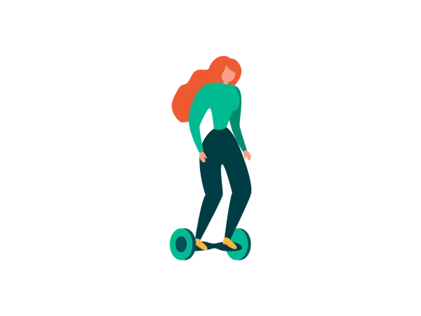 Girl Riding Hover board  イラスト