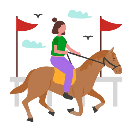 Girl riding in horse Race  Illustration