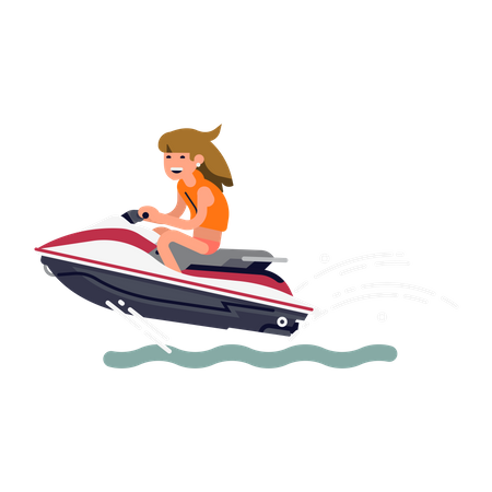 Girl riding jet-ski  Illustration